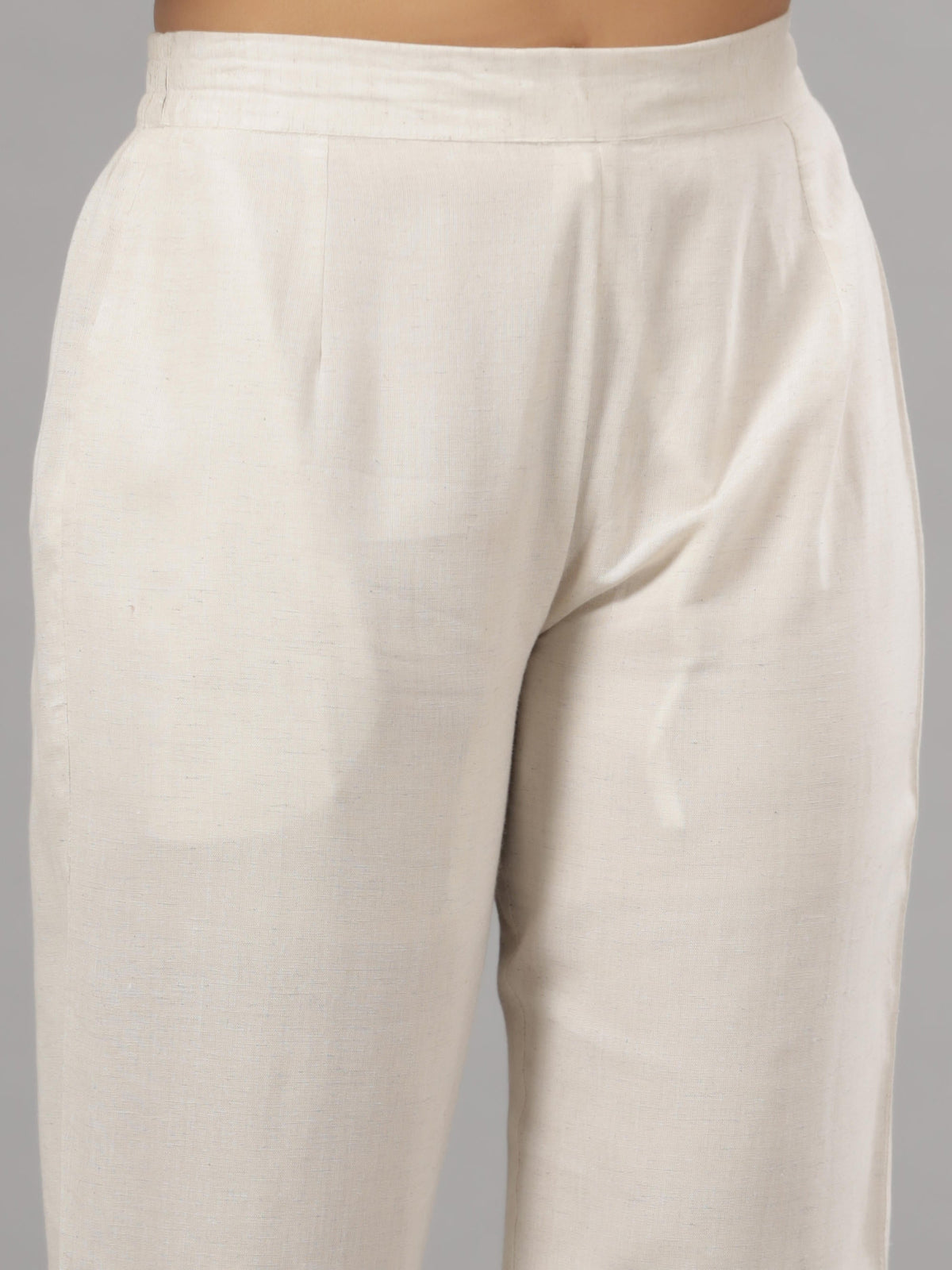 Juniper Natural Solid Liva Rayon Pant With Lace | Grocsy