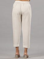 Juniper Natural Solid Liva Rayon Pant With Lace | Grocsy