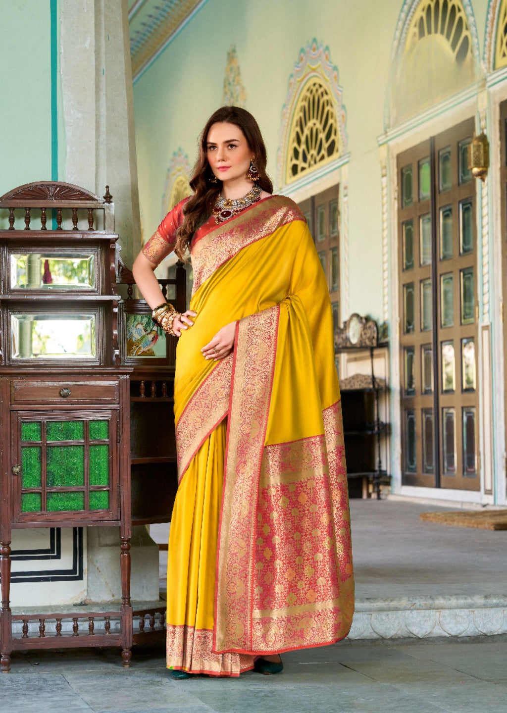 Anaita Yellow Soft Silk Zari Weaving Saree With Blouse Piece | Grocsy