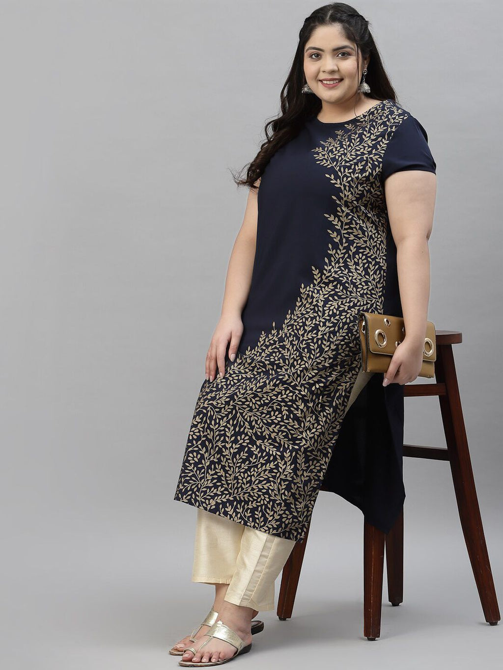 Sztori Plus Size Floral Printed Crepe Kurta | Grocsy