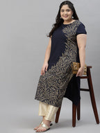 Sztori Plus Size Floral Printed Crepe Kurta | Grocsy