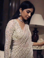 Sangria Georgette Ethnic Embellished Party Wear Saree | Grocsy