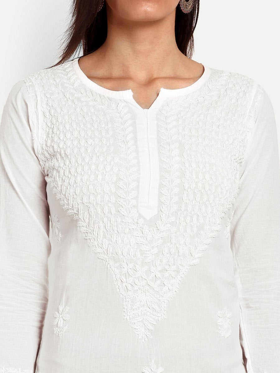 ADA Floral Embroidered Chikankari Kurta | Grocsy