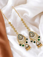 Tehzeeb Creations Traditional Designer Kundan Stone Green Meenakari Choker Bridal Set | Grocsy
