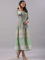 Juniper Women Green Georgette Printed Maxi Dress | Grocsy