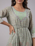 Juniper Women Green Georgette Printed Maxi Dress | Grocsy