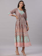 Juniper Women Peach Georgette Printed Maxi Dress | Grocsy