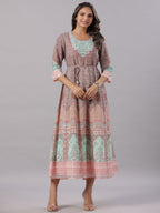 Juniper Women Peach Georgette Printed Maxi Dress | Grocsy