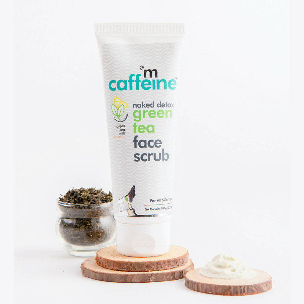 mCaffeine Green Tea Face Scrub with Vitamin C & Hyaluronic Acid | Grocsy
