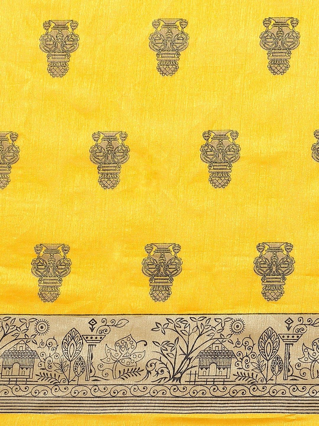 Saree Mall Yellow & Beige Printed Saree | Grocsy