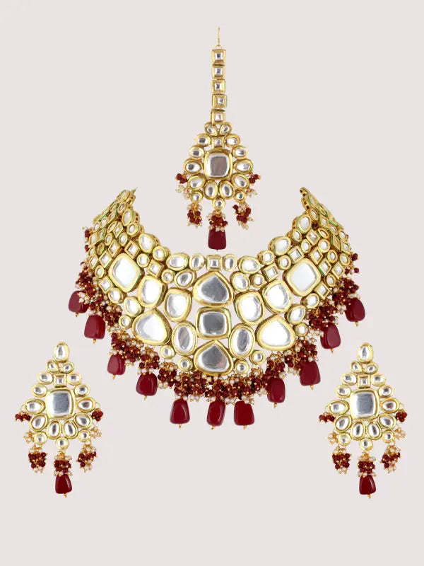 Tehzeeb Creations Kundan Bridal Set for Women & Girls | Grocsy