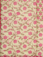 HERE&NOW Women Pink Floral Printed Angrakha Pure Cotton Kurta with Trousers & With Dupatta | Grocsy