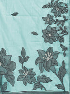 Shree Shyam Fashion Kashira Sea Green Linen Cotton Saree | Grocsy