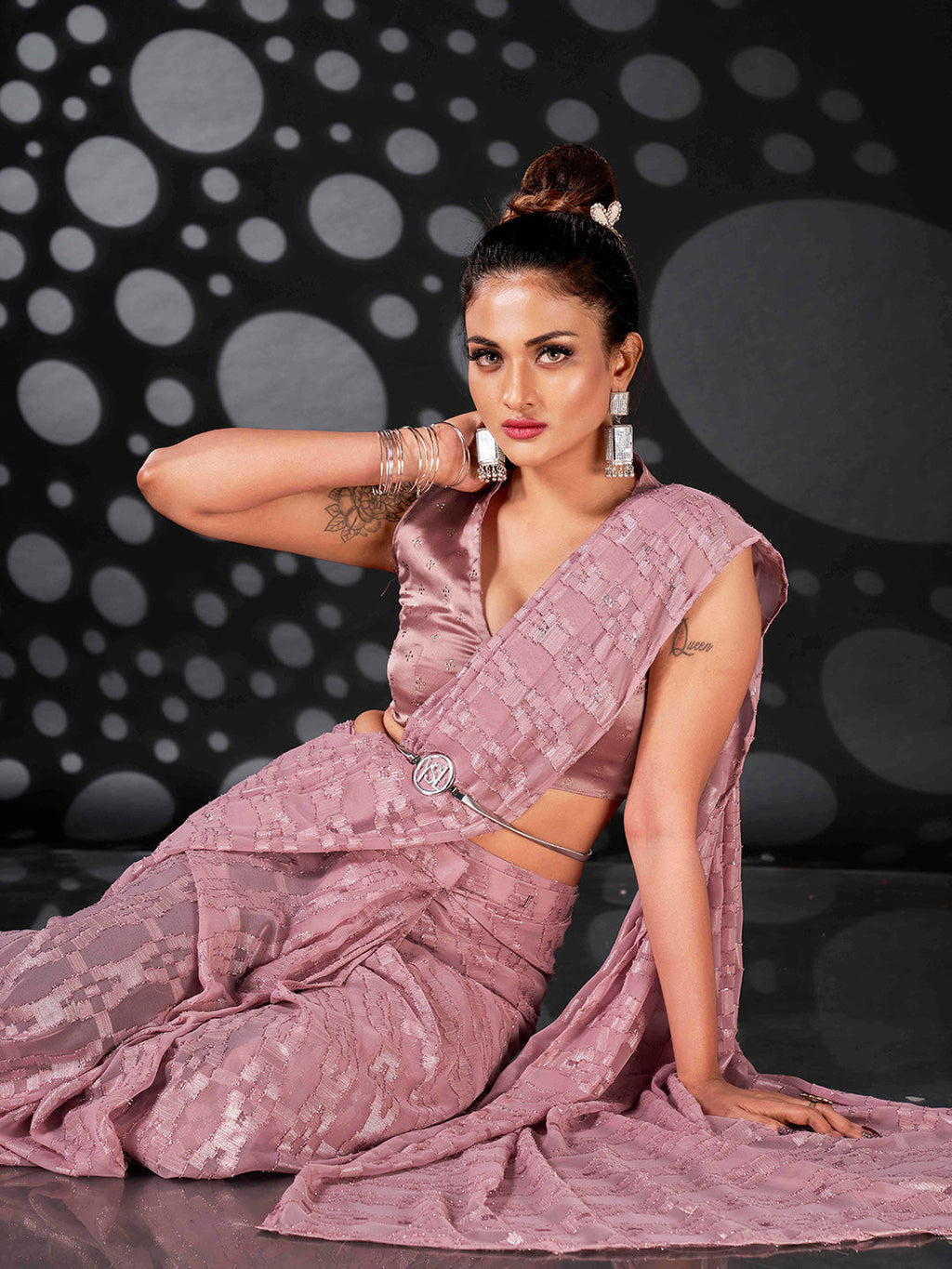 Tikhi Imli Ethnic Motifs Woven Design Ready to Wear Saree | Grocsy