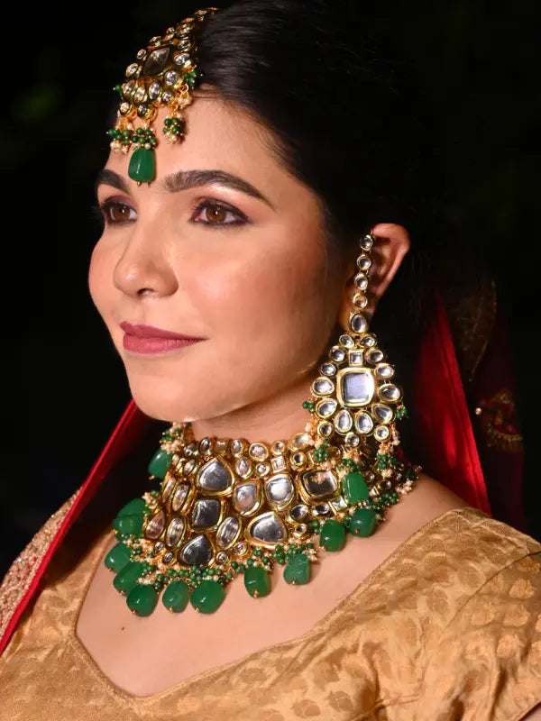 Tehzeeb Creations Kundan Bridal Set for Women & Girls | Grocsy