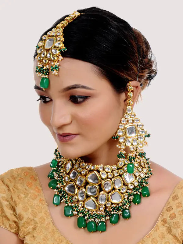 Tehzeeb Creations Kundan Bridal Set for Women & Girls | Grocsy