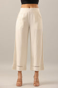 Juniper Women Off-White Rayon Flax Solid Palazzo | Grocsy