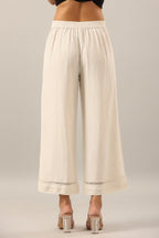 Juniper Women Off-White Rayon Flax Solid Palazzo | Grocsy