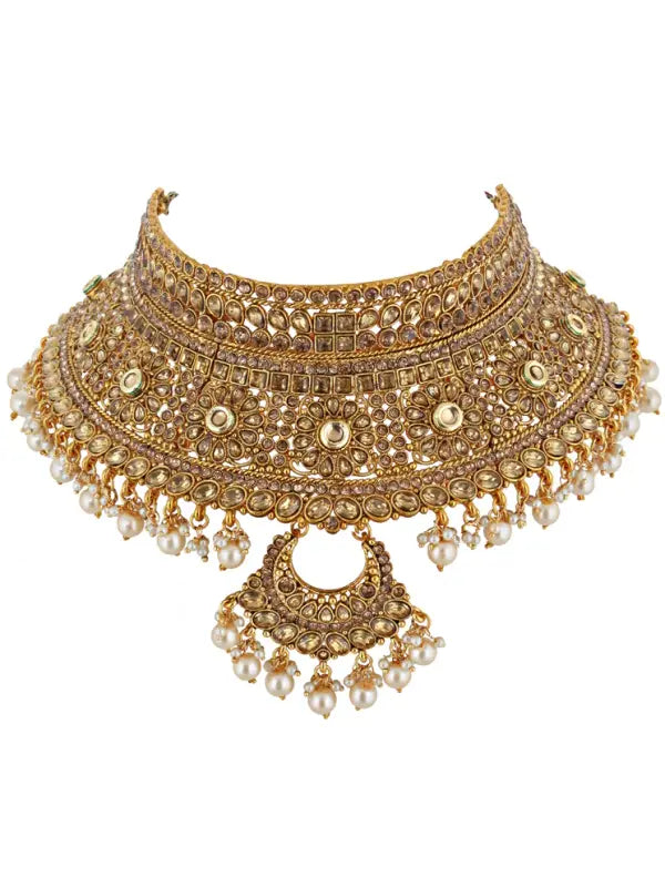 Tehzeeb Creations Traditional Stone Bridal Set 7 Pcs. For Girls & Women | Grocsy