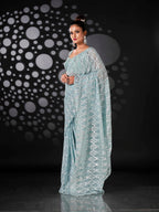 Tikhi Imli Blue Woven Design Ready to Wear Saree | Grocsy