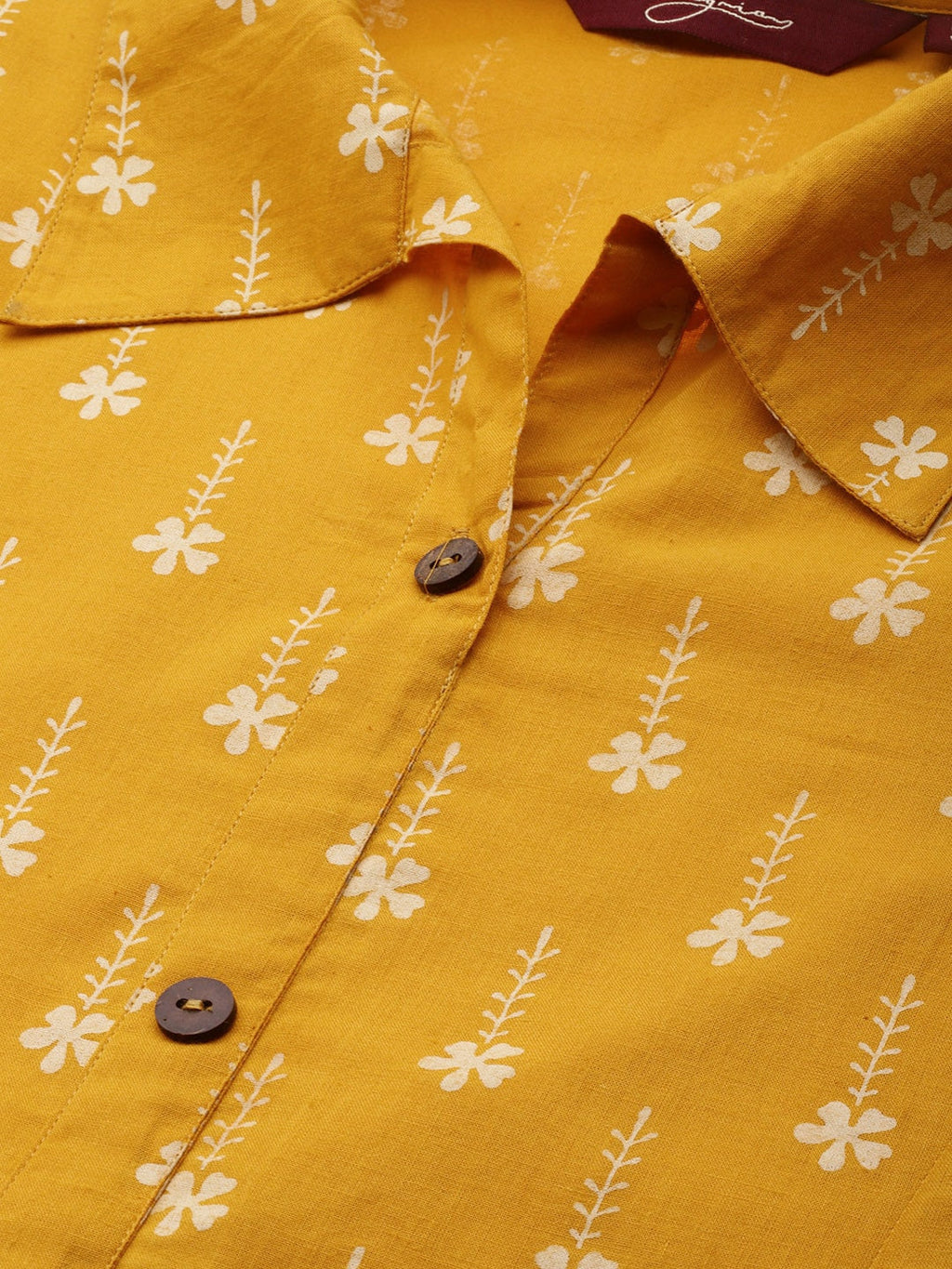 Sangria Women Mustard Yellow & White Floral Print A-Line Kurta | Grocsy