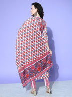 All About You Floral Printed Mirror Work Pure Cotton Kurta With Trousers & Dupatta | Grocsy