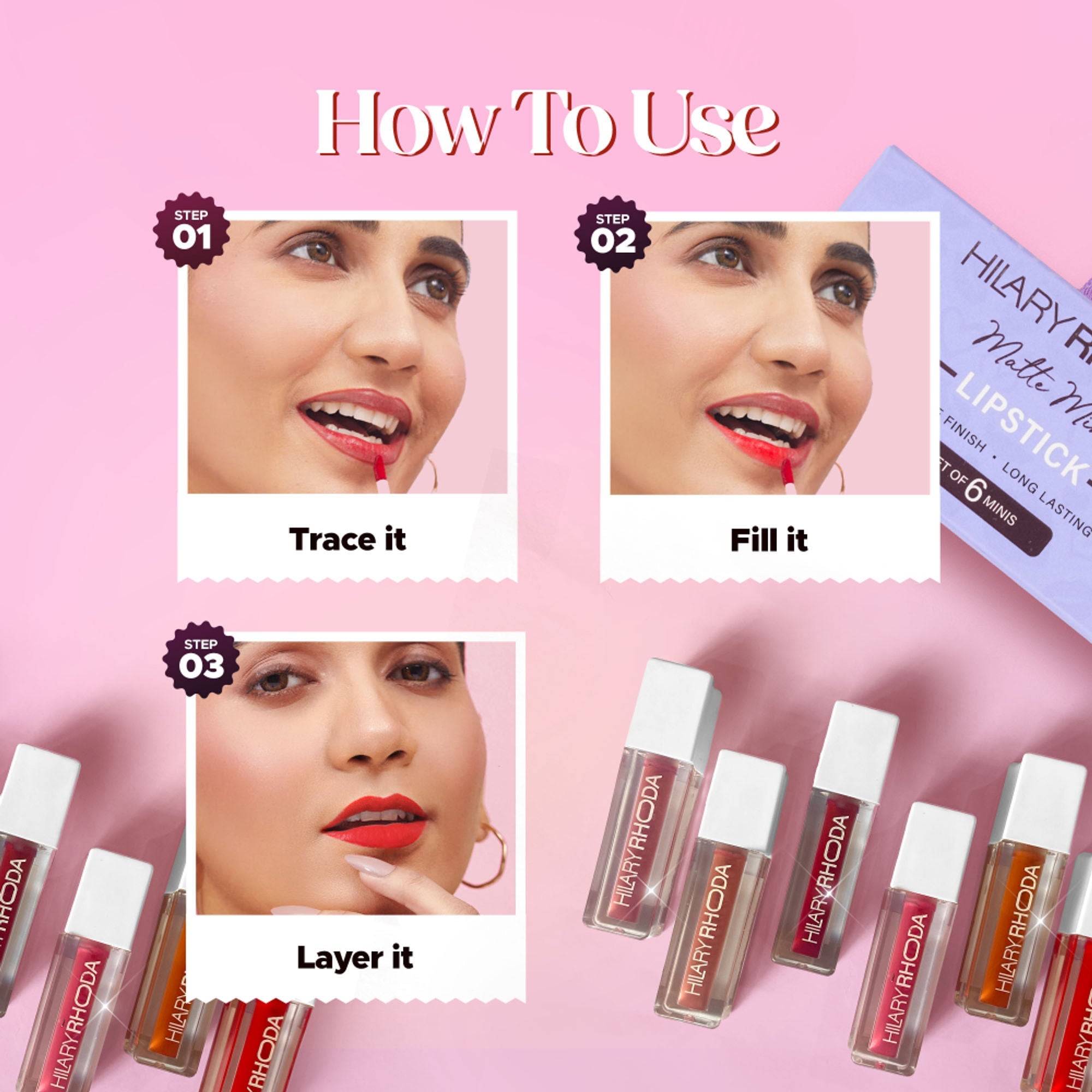 Hilary Rhoda Matte Minis Waterproof Lipstick - Set Of 6 | Grocsy