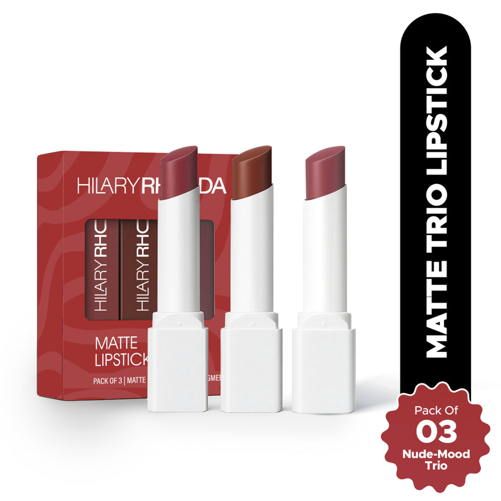 Hilary Rhoda Matte Lipstick Pack Of 3 - Nude-Mood Trio 02 | Grocsy