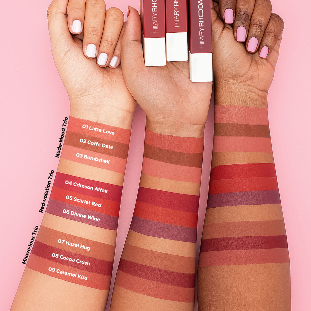 Hilary Rhoda Matte Lipstick Pack Of 3 - Red-Volution Trio 01 | Grocsy