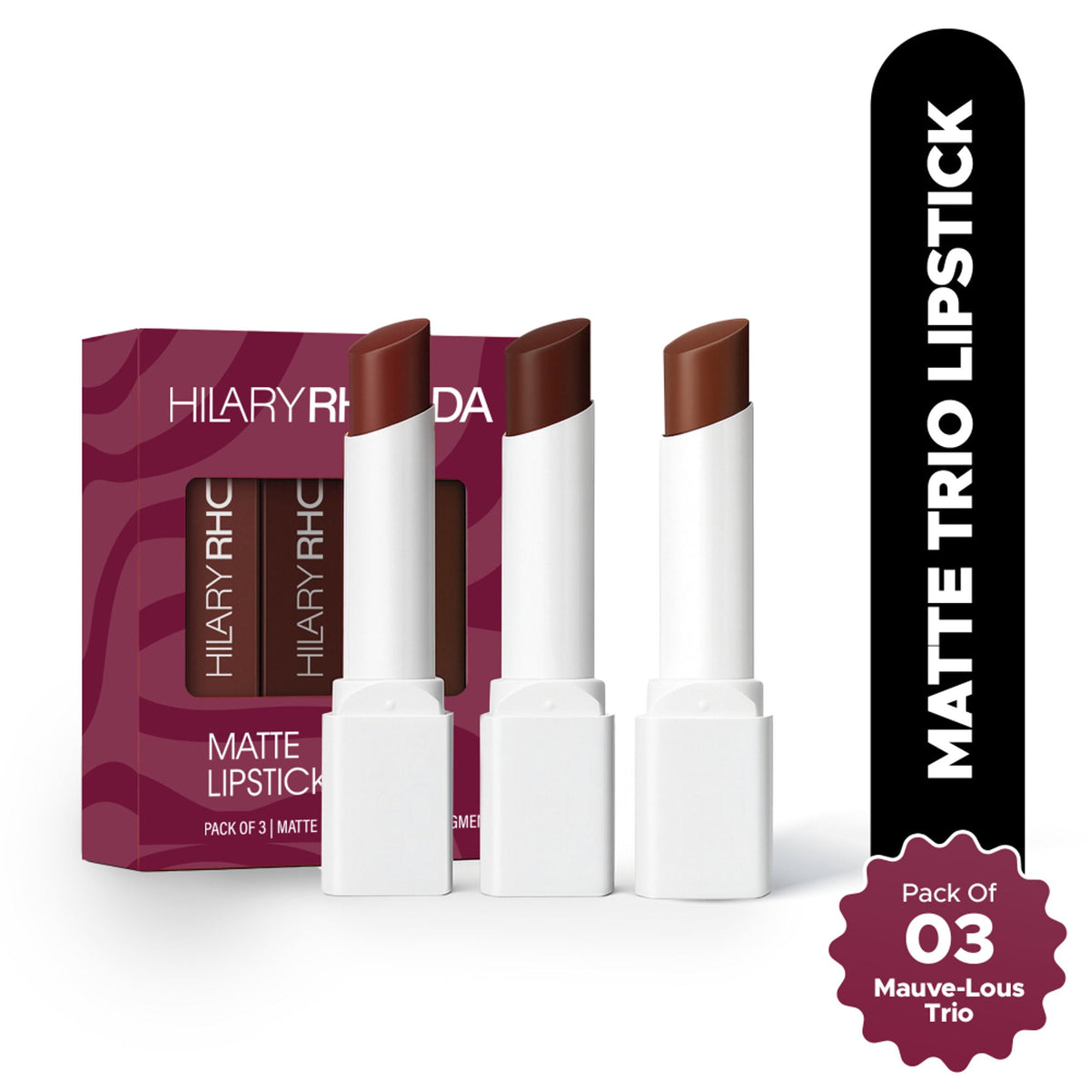 Hilary Rhoda Matte Lipstick Pack Of 3 - Mauve-Lous Trio 03 | Grocsy