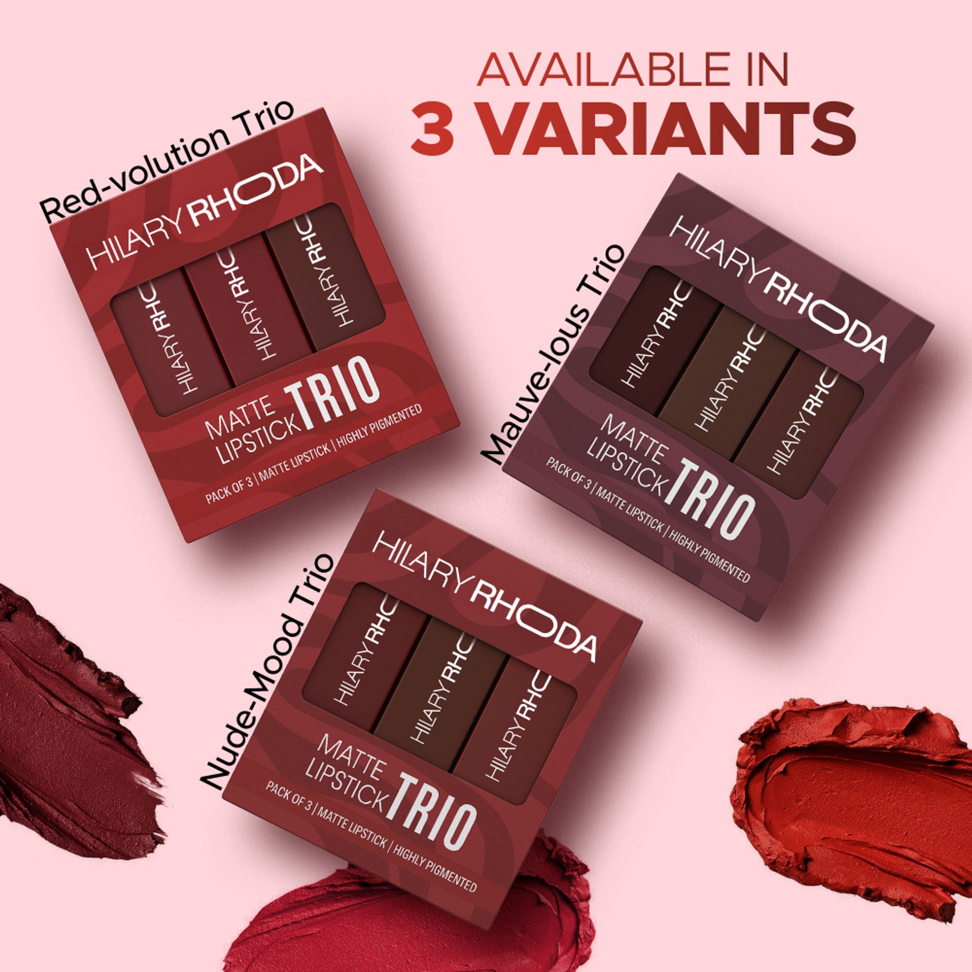 Hilary Rhoda Matte Lipstick Pack Of 3 - Mauve-Lous Trio 03 | Grocsy