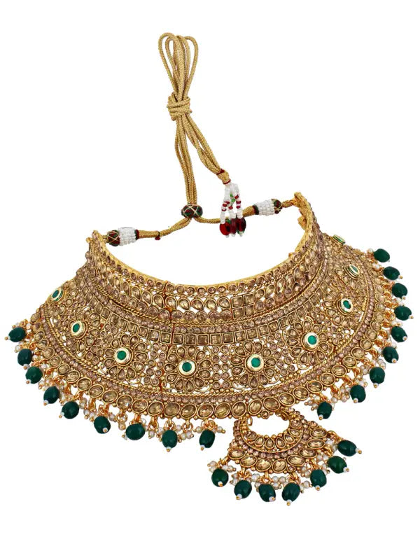 Tehzeeb Creations Traditional Stone Bridal Set 7 Pcs. For Girls & Women | Grocsy