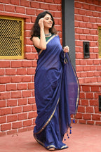Very Much Indian Pure Cotton Handloom Saree With Intricate Borders - Violet | Grocsy