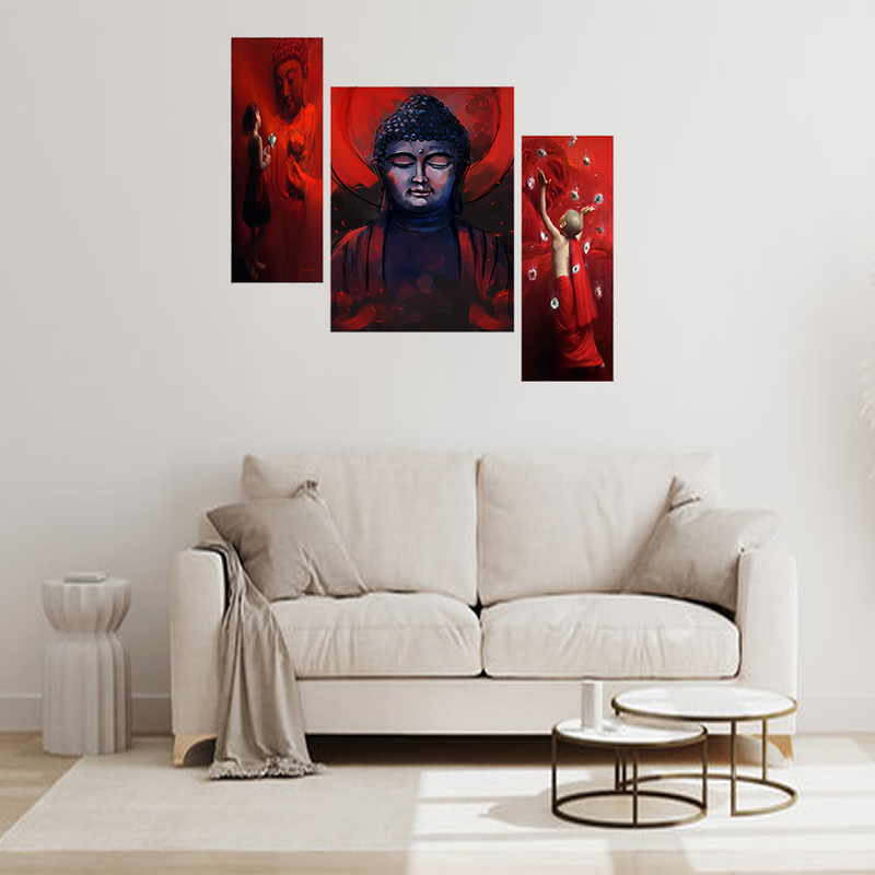 Tehzeeb Creations Set Of 3 Digital Wall Painting | Grocsy