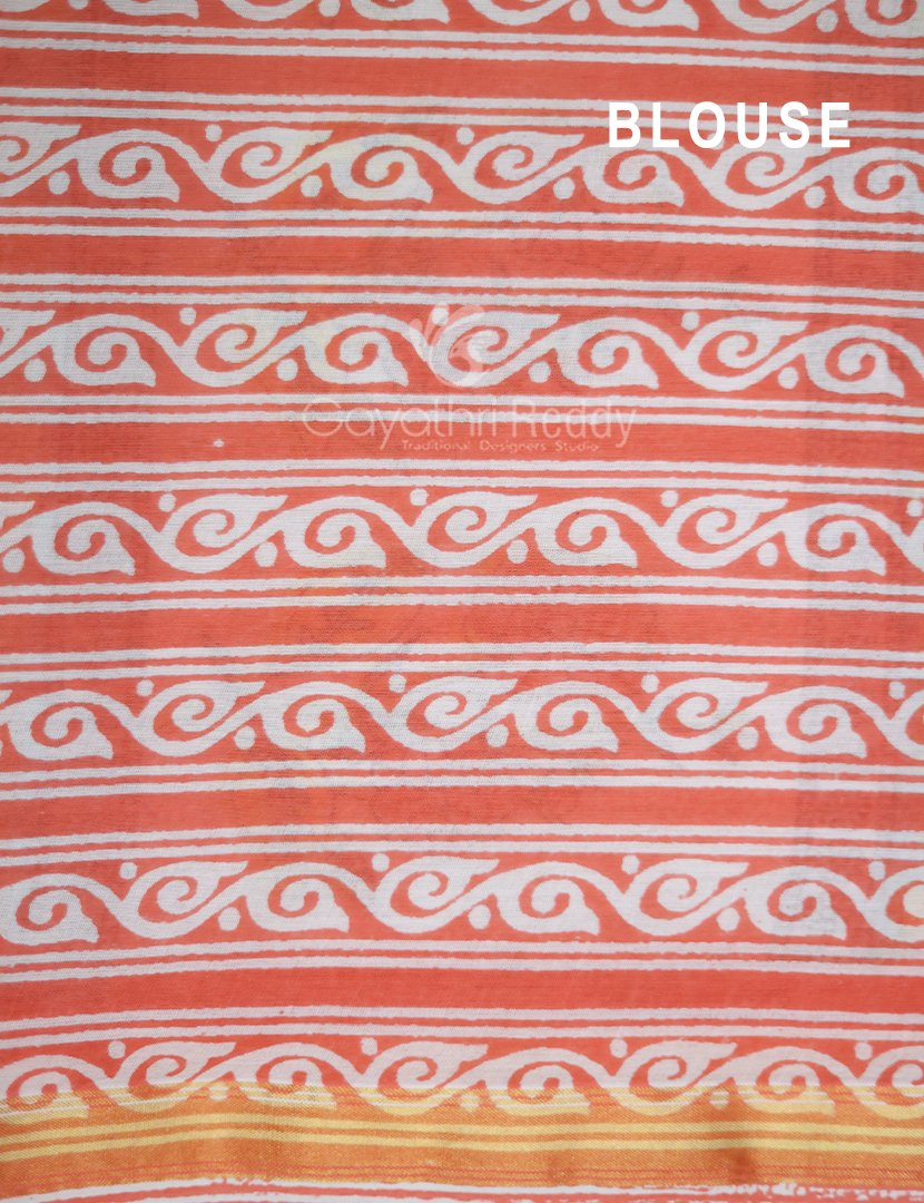 Creame Coloured Combination Printed Cotton Saree By Gayathri Reddy Designer Studio | Grocsy