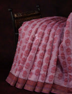 Baby Pink Colour Block Print Design Semi Chanderi Saree By Gayathri Reddy Designer Studio | Grocsy