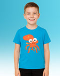 Chilins Round Neck Printed Cotton Tshirt, Color- Aqua Blue | Grocsy