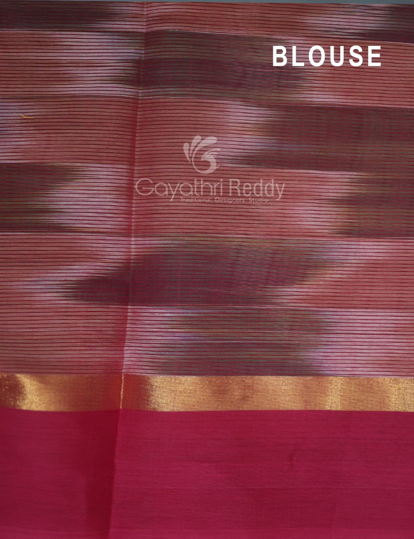 Dual Shades of Mango Green And Mustard Mangalagiri Ikkat Cotton Saree By Gayathri Reddy Designer Studio | Grocsy