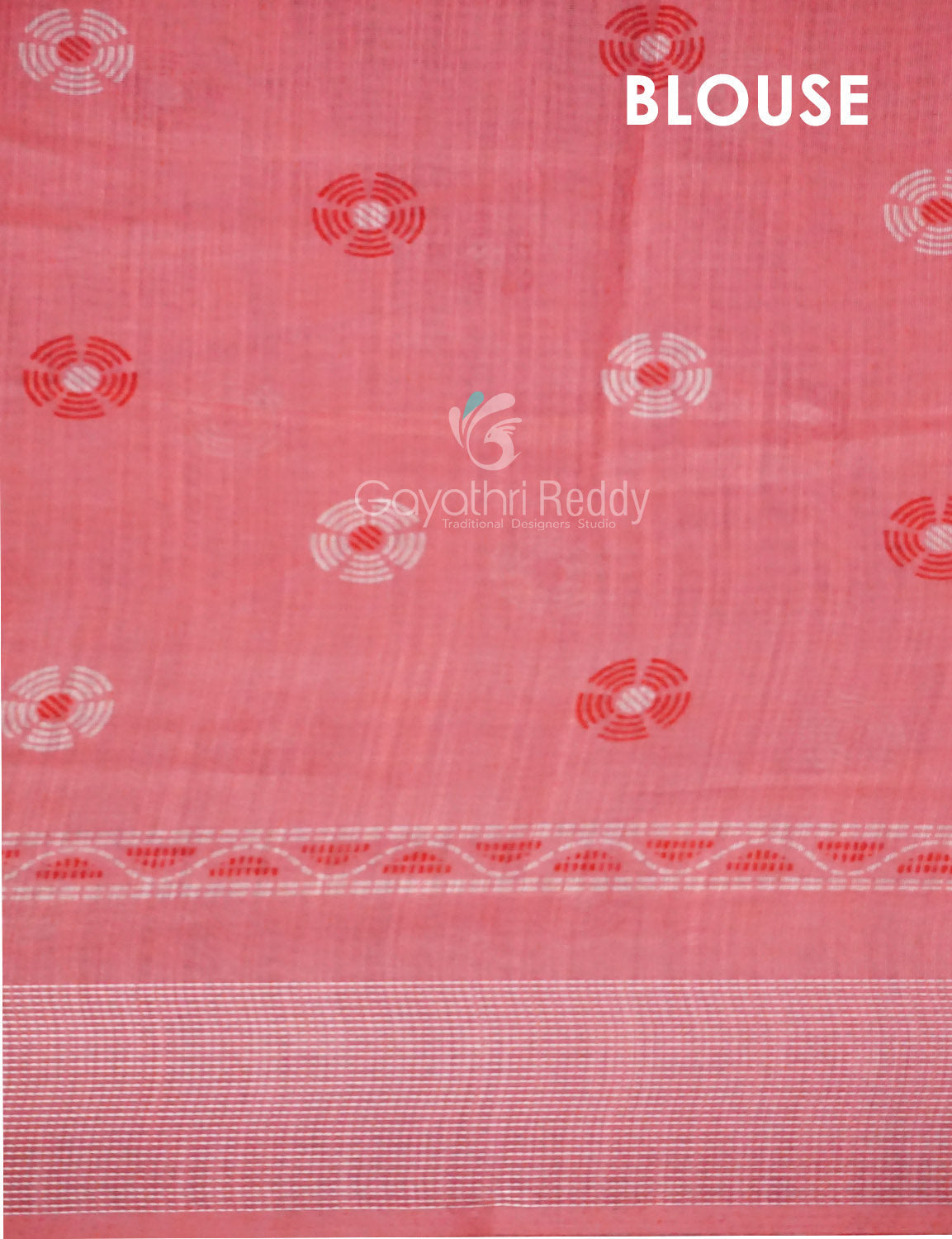 Peach Coloured Block Print Semi Chanderi Saree By Gayathri Reddy Designer Studio | Grocsy