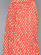 HERE&NOW Ethnic Motifs Print High Slit Cotton Kurta with Sharara | Grocsy