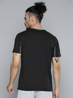 Alcis Men Black Solid Slim Fit Gym T-shirt | Grocsy
