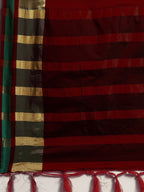 Saree Mall Maroon & Gold-Toned Zari Silk Blend Uppada Sarees | Grocsy