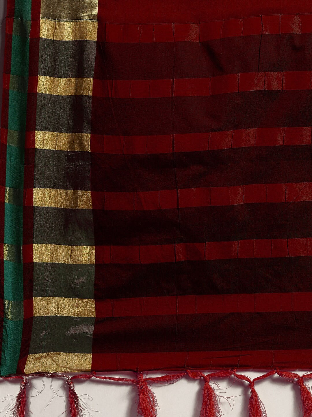 Saree Mall Maroon & Gold-Toned Zari Silk Blend Uppada Sarees | Grocsy