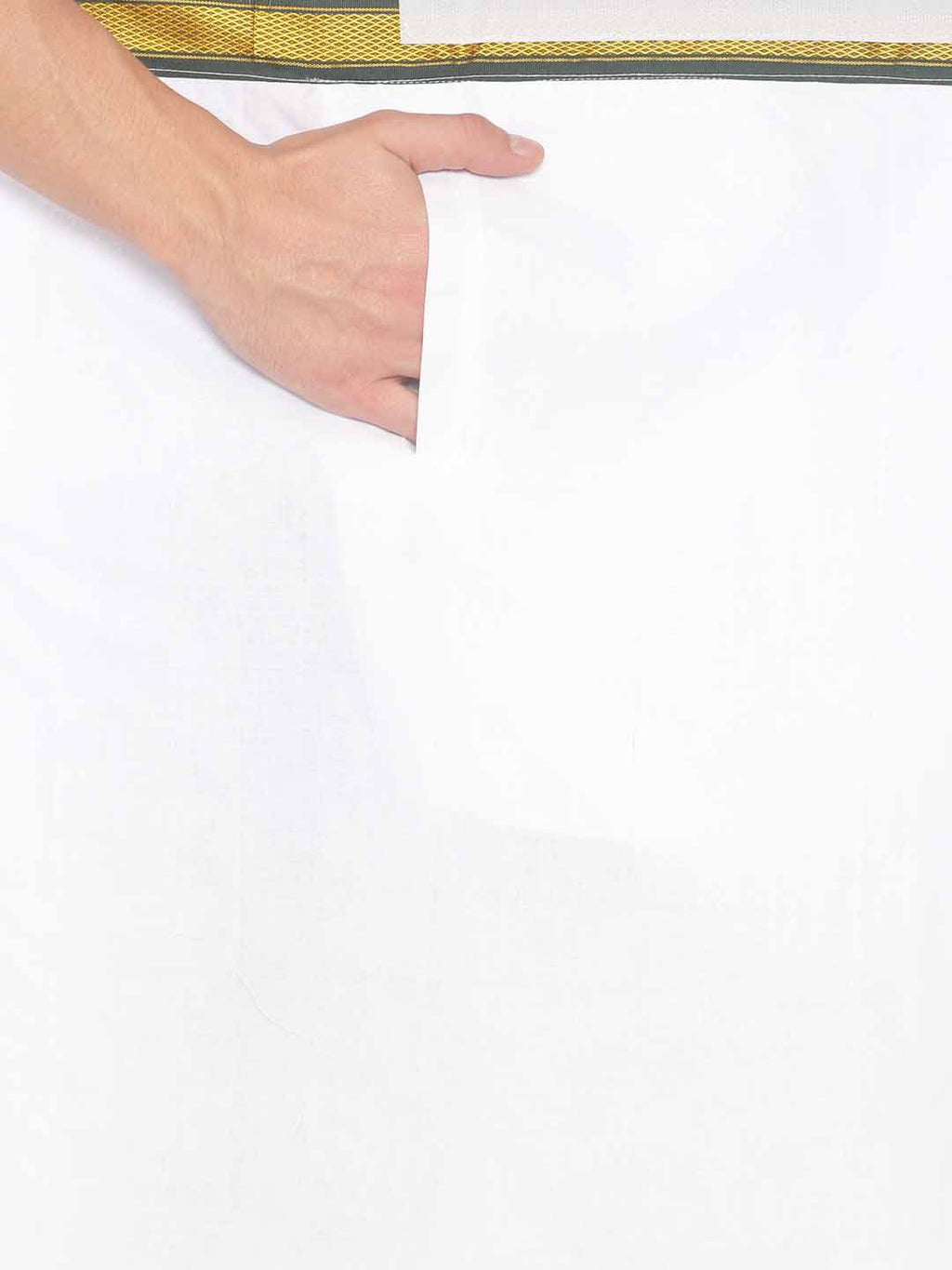 Sethukrishna White Solid Readymade Pocket Dhoti For Men | Grocsy