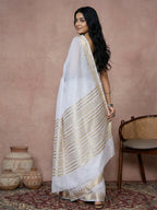 Shree Shyam Fashion White Cotton Saree | Grocsy