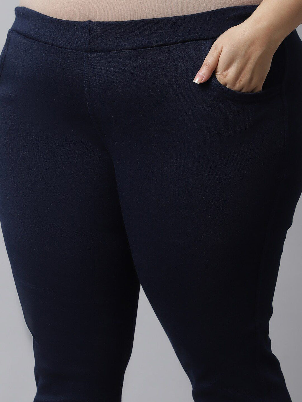 TAG 7 Women Plus size Navy Blue Solid Ankle-length Leggings | Grocsy