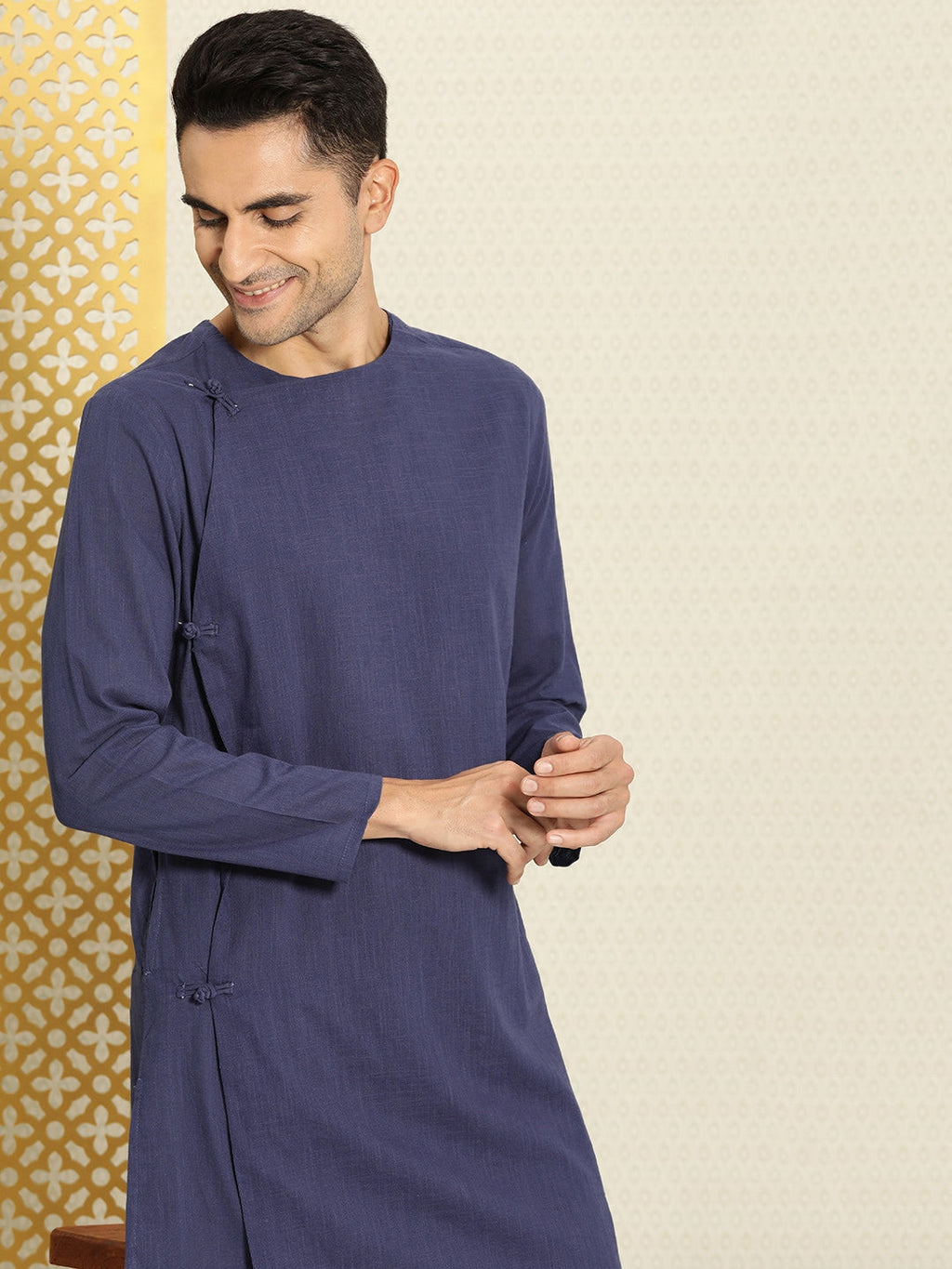 House of Pataudi Rozana Pure Cotton Angrakha Kurta | Grocsy