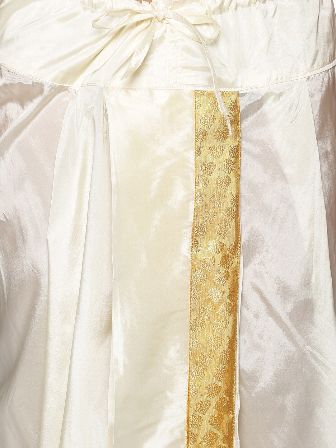 Sethukrishna Men Gold-Toned Ethnic Motifs Woven Design Kurta with Dhoti Pants | Grocsy