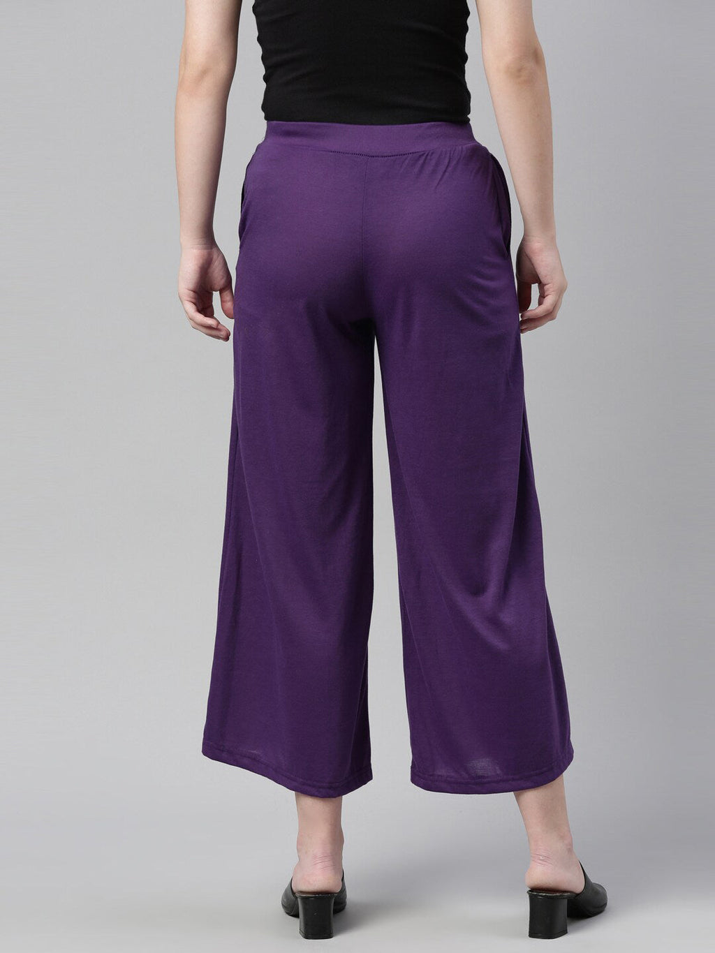 Souchii Women Purple Knitted Palazzos | Grocsy