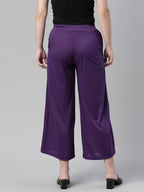 Souchii Women Purple Knitted Palazzos | Grocsy